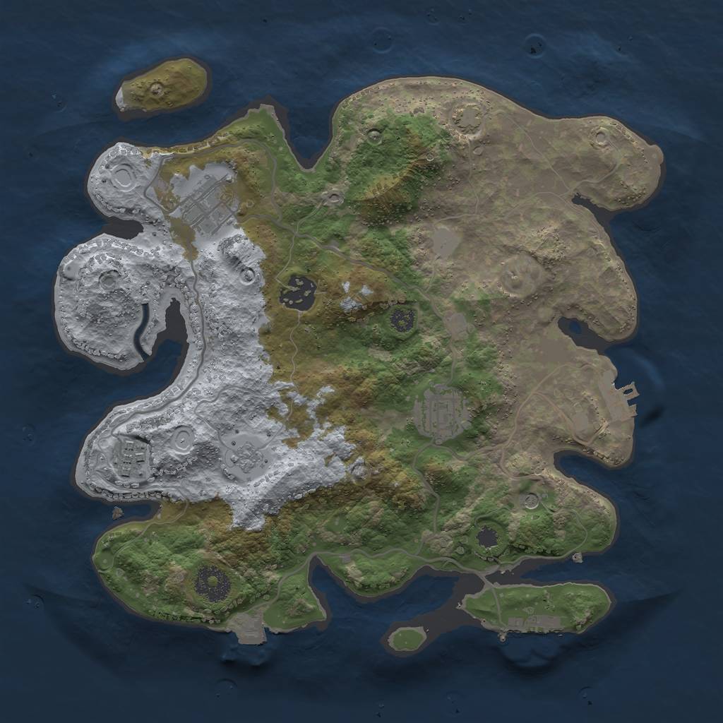 Rust Map: Procedural Map, Size: 3000, Seed: 27089, 12 Monuments