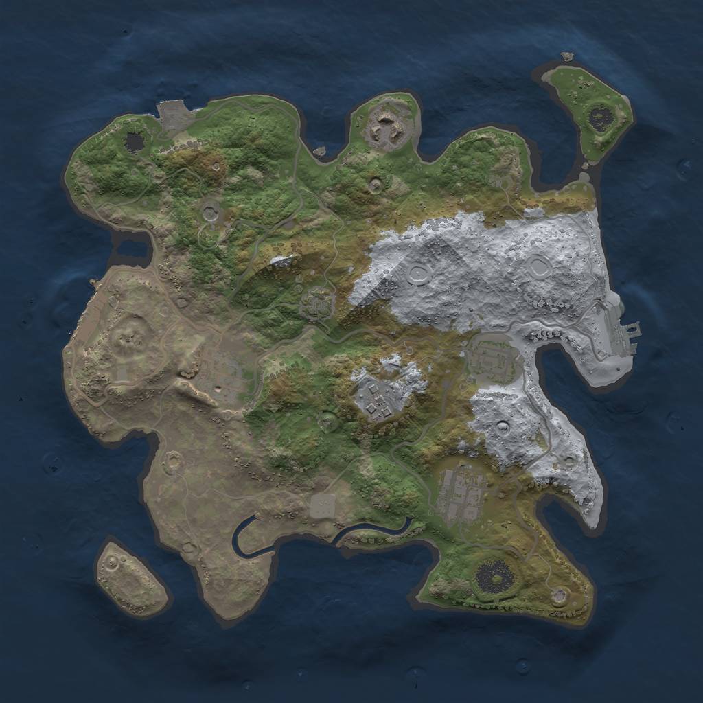 Rust Map: Procedural Map, Size: 3000, Seed: 884696628, 12 Monuments