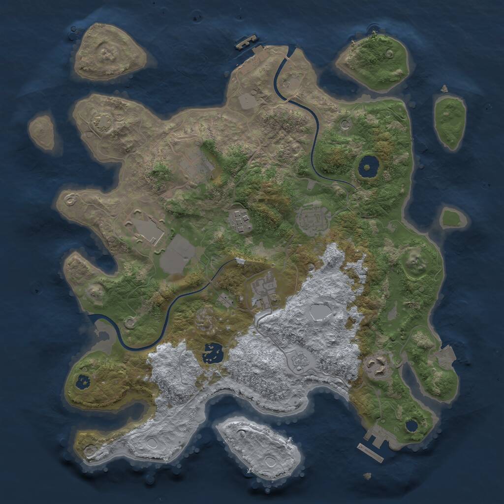 Rust Map: Procedural Map, Size: 3500, Seed: 793627371, 13 Monuments