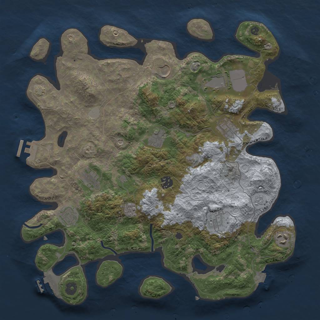 Rust Map: Procedural Map, Size: 3800, Seed: 72665883, 18 Monuments