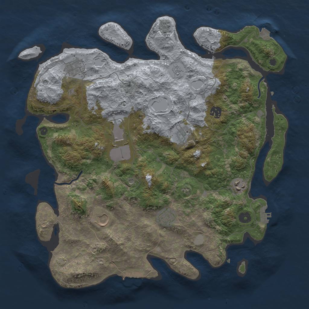 Rust Map: Procedural Map, Size: 3900, Seed: 5198745, 16 Monuments