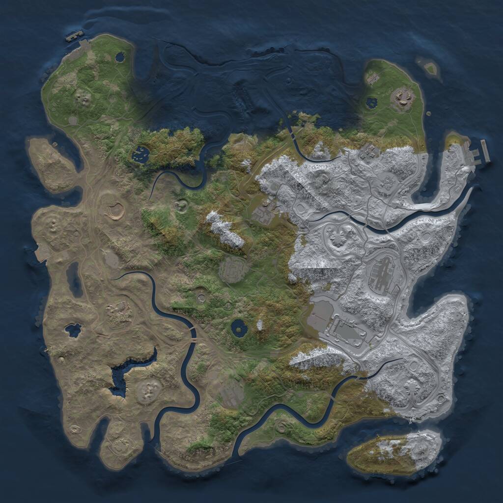 Rust Map: Procedural Map, Size: 4400, Seed: 59086651, 16 Monuments