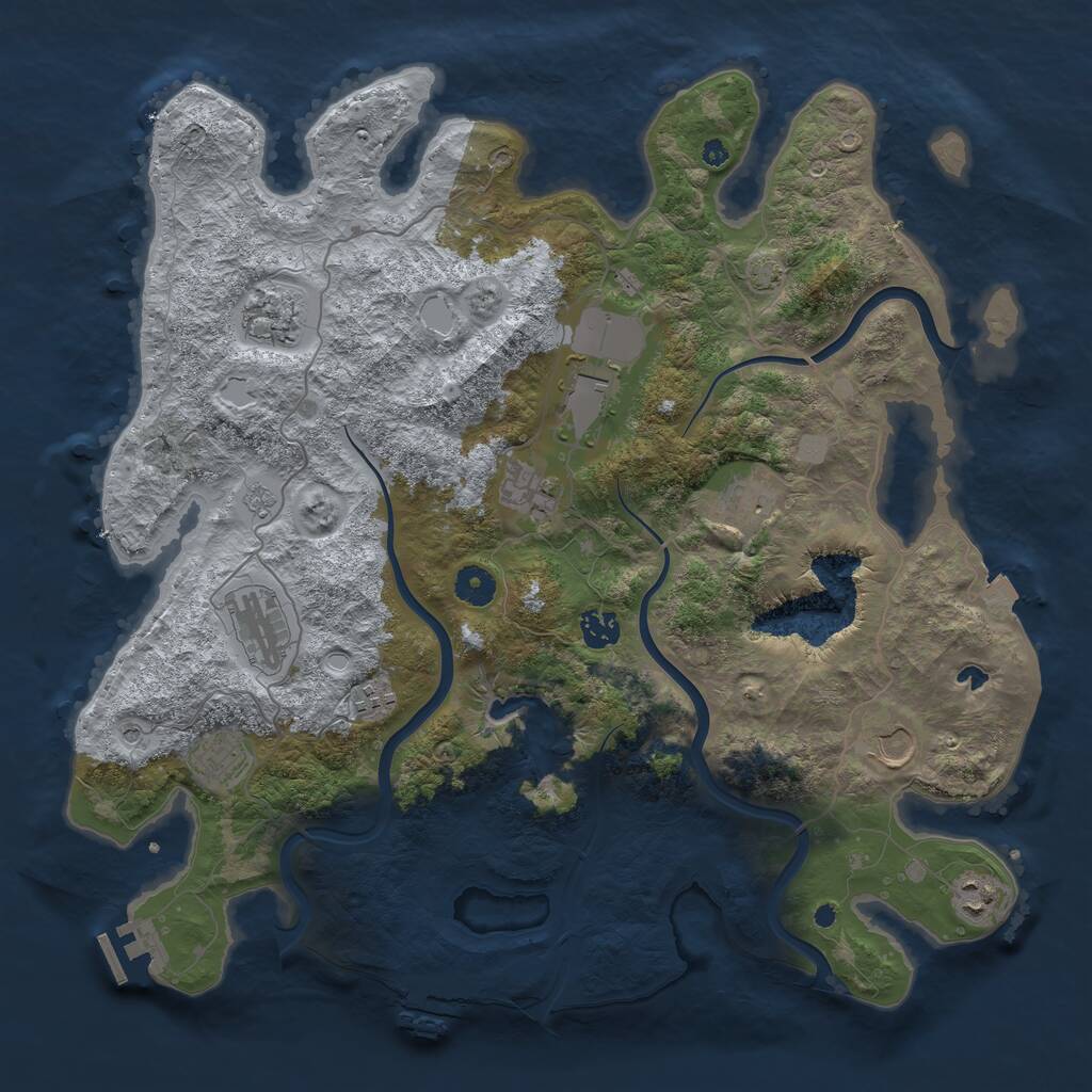 Rust Map: Procedural Map, Size: 4100, Seed: 28649708, 16 Monuments