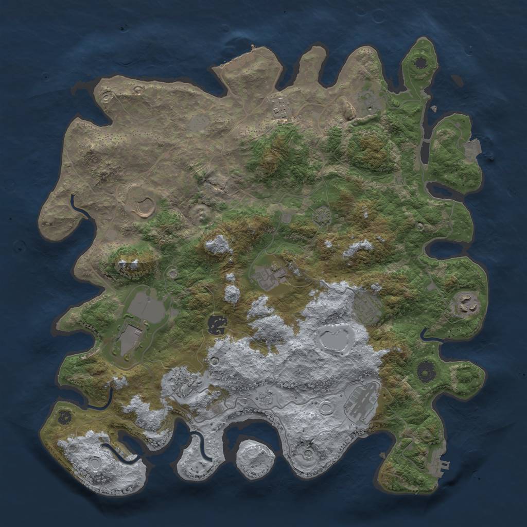 Rust Map: Procedural Map, Size: 3950, Seed: 98026376, 18 Monuments