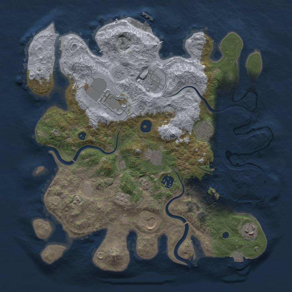 Rust Map: Procedural Map, Size: 3600, Seed: 18753527, 14 Monuments