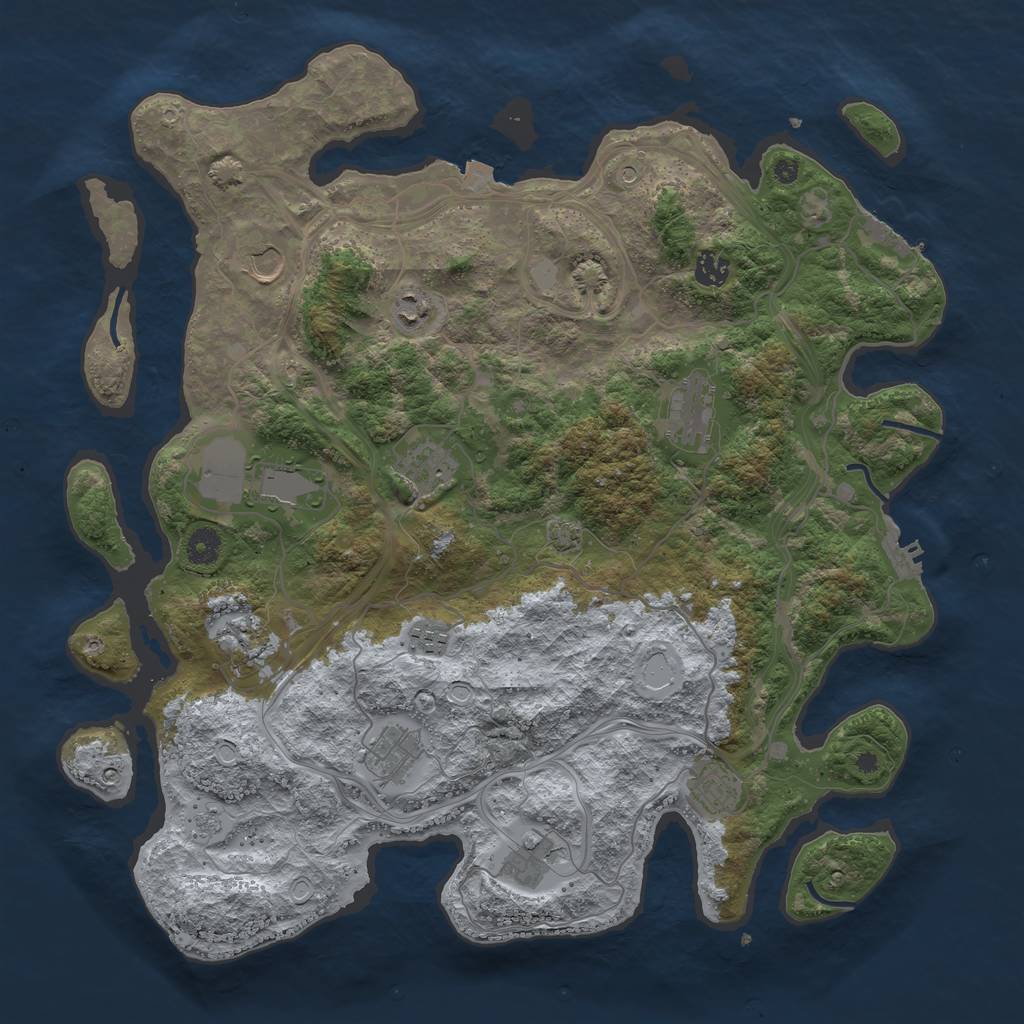 Rust Map: Procedural Map, Size: 4250, Seed: 70833377, 19 Monuments