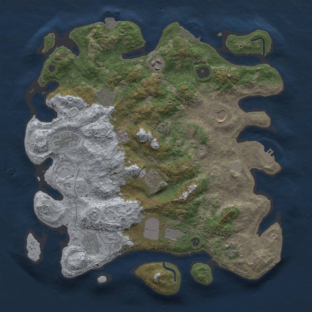 Rust Map: Procedural Map, Size: 3750, Seed: 94929128, 17 Monuments