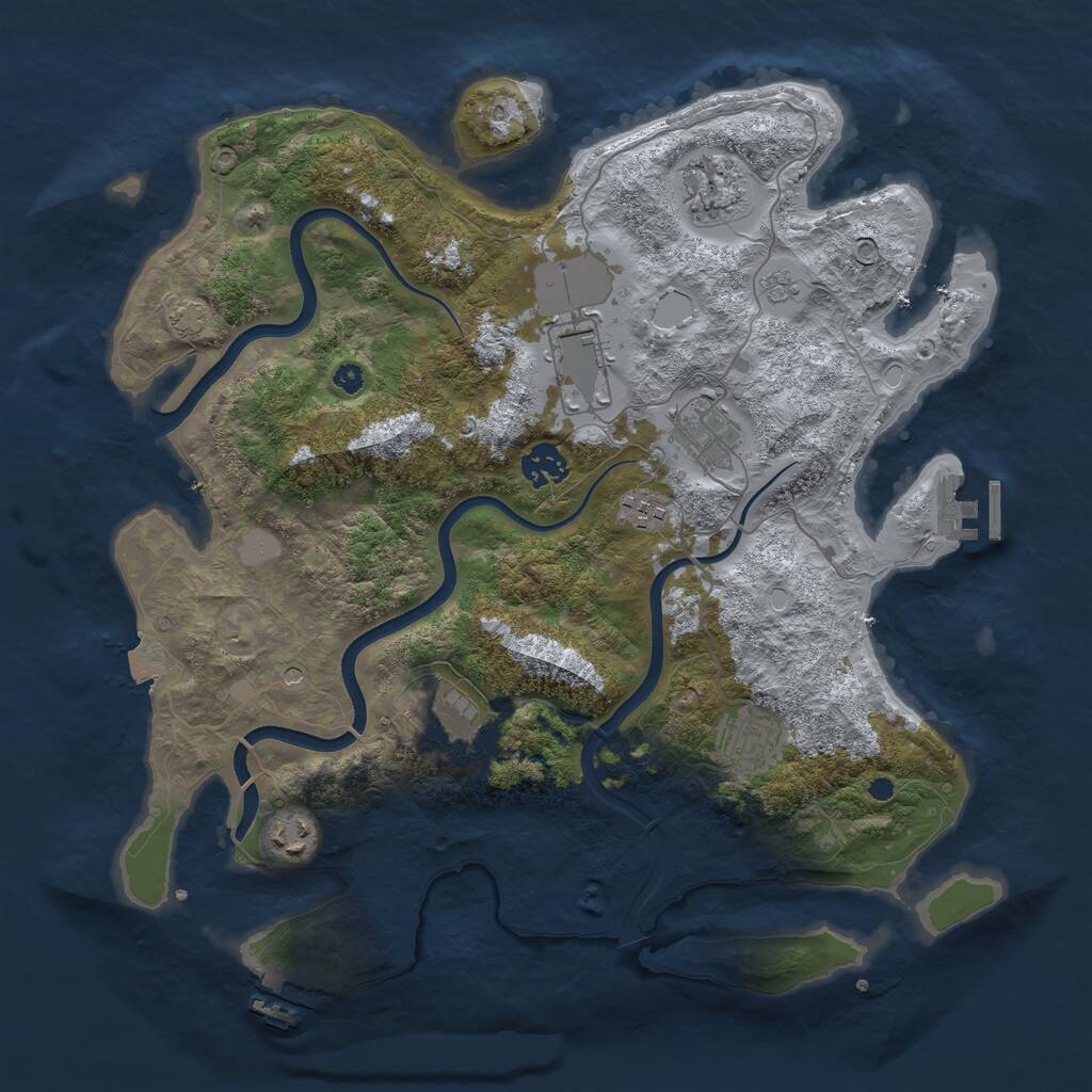 Rust Map: Procedural Map, Size: 3700, Seed: 79507304, 14 Monuments