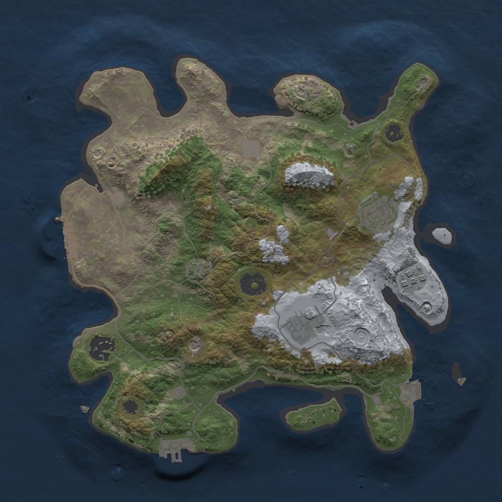 Rust Map: Procedural Map, Size: 3000, Seed: 323498773, 11 Monuments