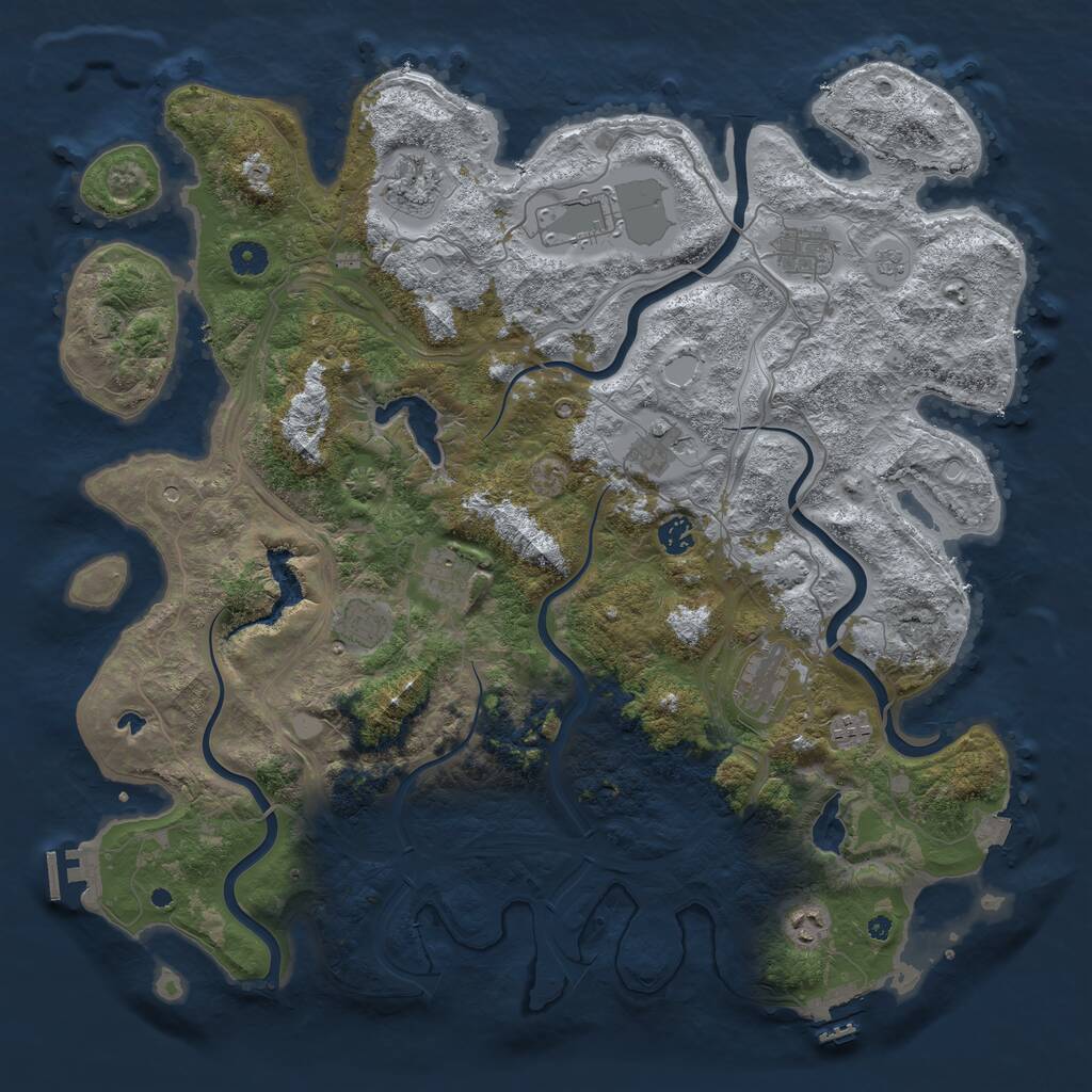 Rust Map: Procedural Map, Size: 4500, Seed: 2143389427, 16 Monuments