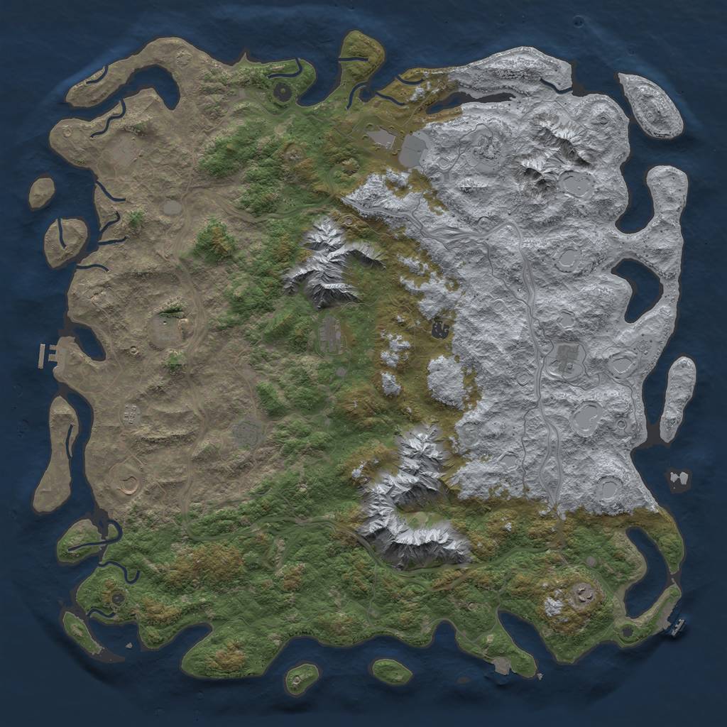 Rust Map: Procedural Map, Size: 6000, Seed: 833214178, 19 Monuments