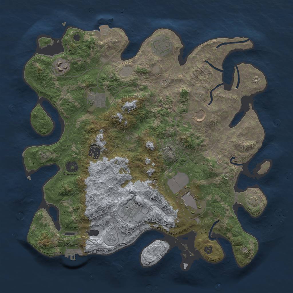 Rust Map: Procedural Map, Size: 3600, Seed: 34343710, 14 Monuments