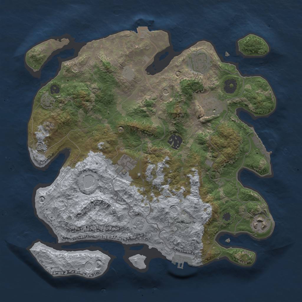 Rust Map: Procedural Map, Size: 3200, Seed: 25487, 13 Monuments