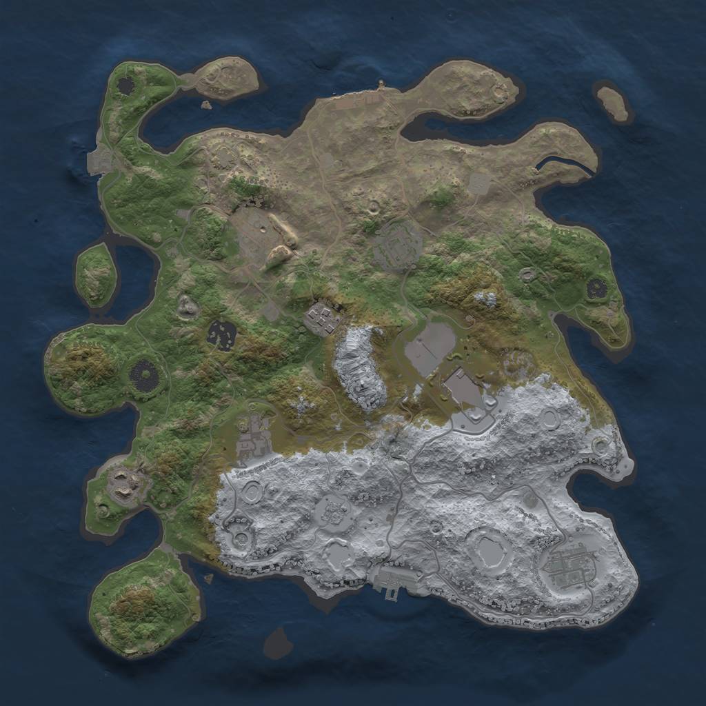 Rust Map: Procedural Map, Size: 3500, Seed: 1059670108, 16 Monuments
