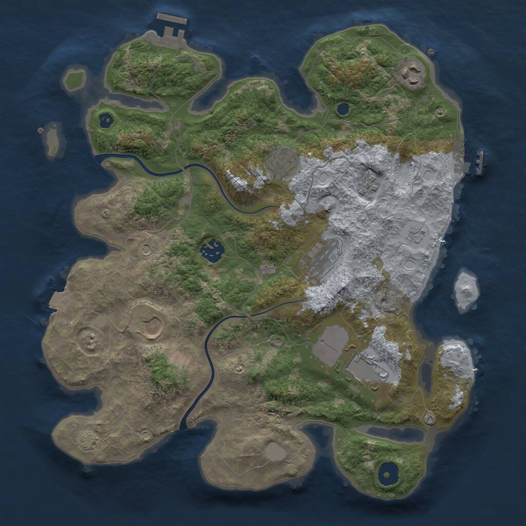 Rust Map: Procedural Map, Size: 3500, Seed: 1193729323, 13 Monuments