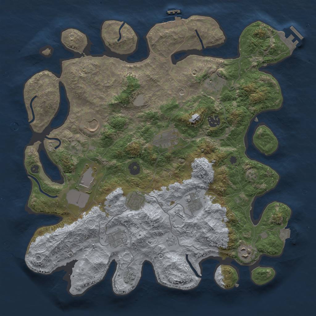 Rust Map: Procedural Map, Size: 3800, Seed: 35402121, 18 Monuments