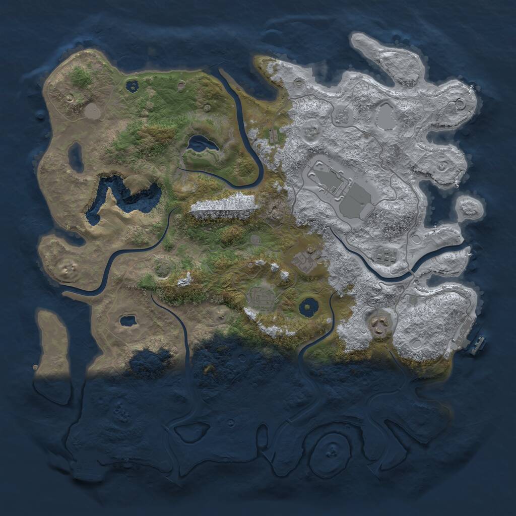 Rust Map: Procedural Map, Size: 4100, Seed: 85338420, 11 Monuments