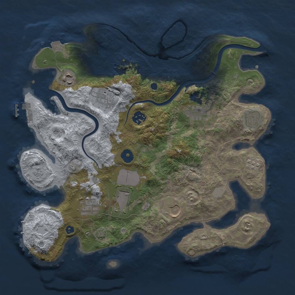 Rust Map: Procedural Map, Size: 3500, Seed: 971545619, 14 Monuments