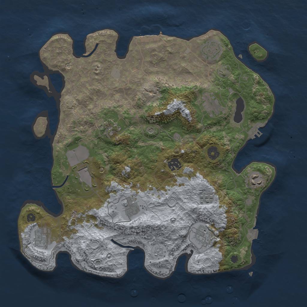 Rust Map: Procedural Map, Size: 3600, Seed: 76664493, 18 Monuments