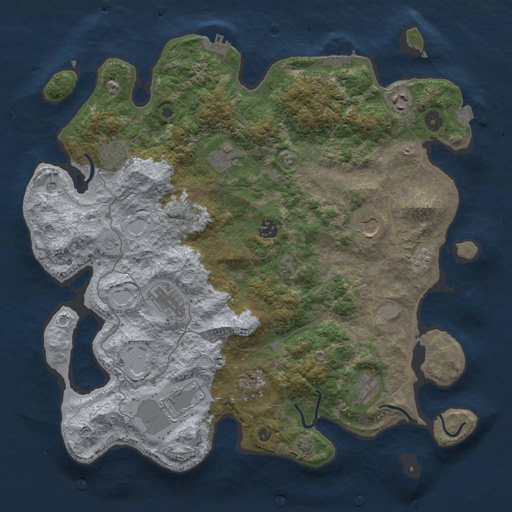 Rust Map: Procedural Map, Size: 4000, Seed: 1233347075, 18 Monuments