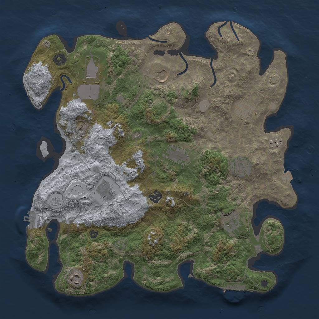 Rust Map: Procedural Map, Size: 3800, Seed: 64891181, 18 Monuments