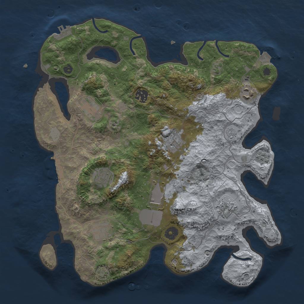 Rust Map: Procedural Map, Size: 3500, Seed: 2129031888, 17 Monuments