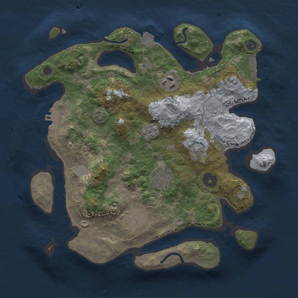 Rust Map: Procedural Map, Size: 3000, Seed: 407326413, 11 Monuments