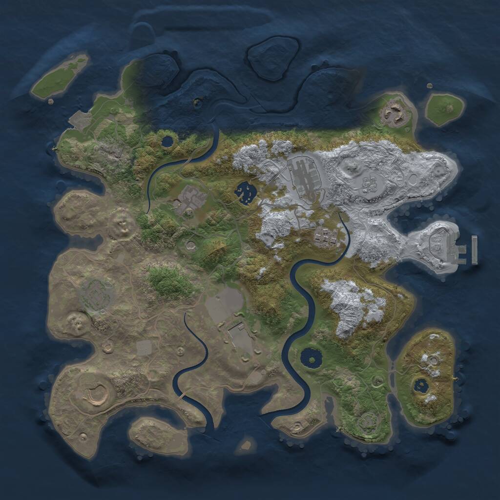 Rust Map: Procedural Map, Size: 3500, Seed: 274908999, 13 Monuments