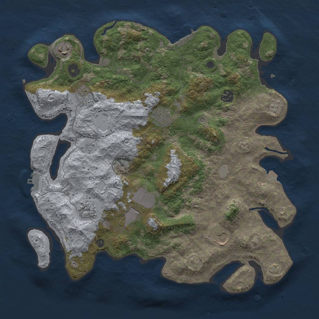 Rust Map: Procedural Map, Size: 3800, Seed: 46543267, 16 Monuments