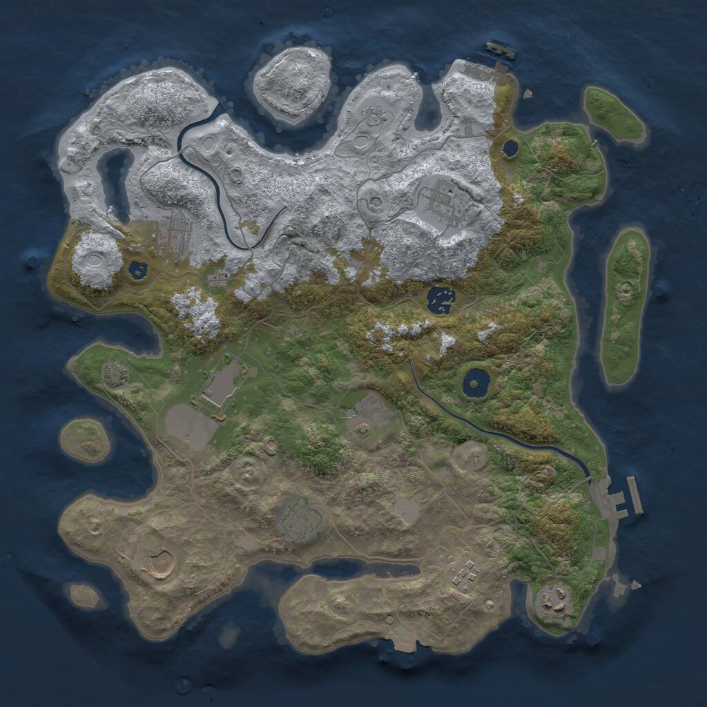 Rust Map: Procedural Map, Size: 3700, Seed: 912172838, 15 Monuments