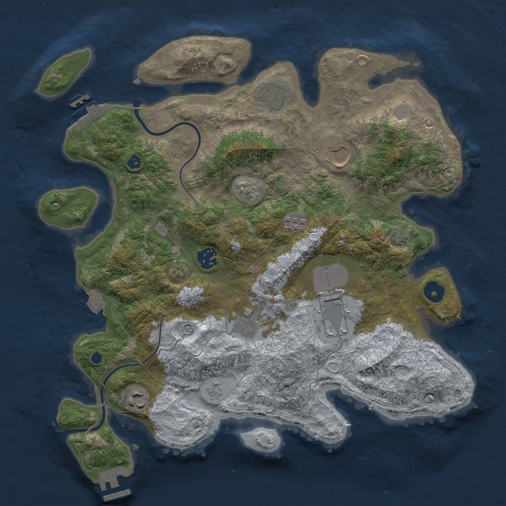 Rust Map: Procedural Map, Size: 3700, Seed: 1744659320, 13 Monuments
