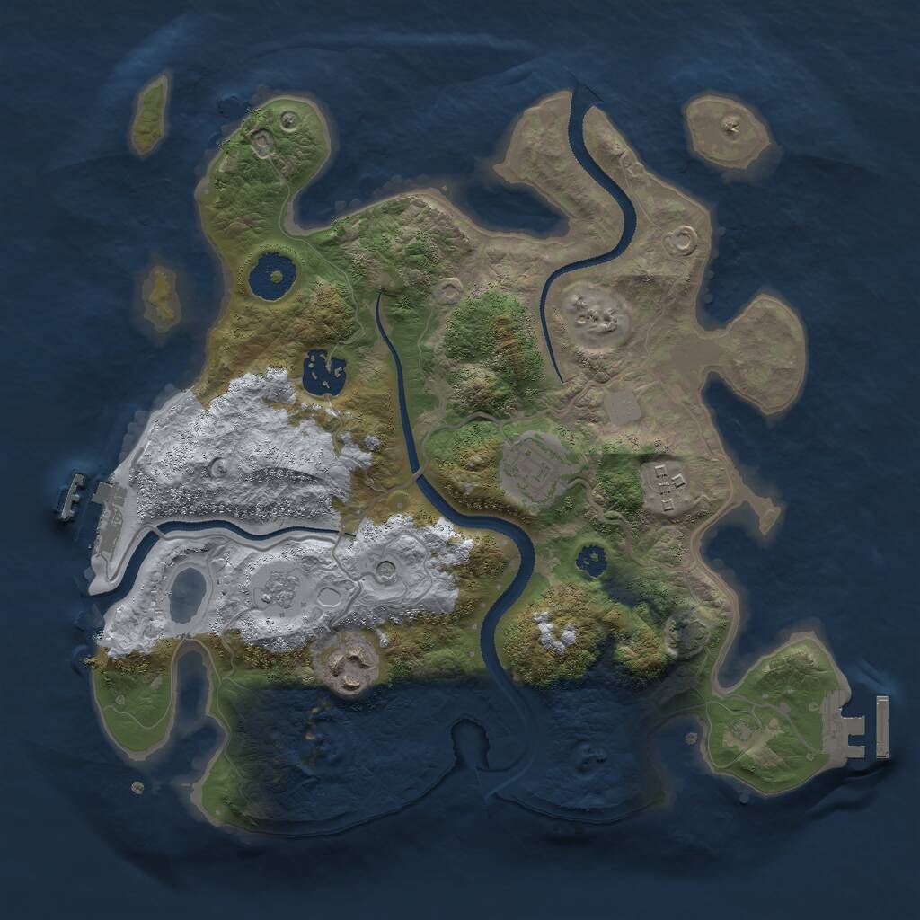 Rust Map: Procedural Map, Size: 3000, Seed: 64891181, 10 Monuments