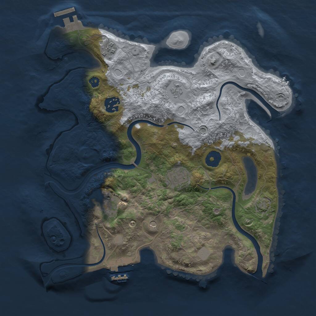 Rust Map: Procedural Map, Size: 3000, Seed: 20993, 10 Monuments