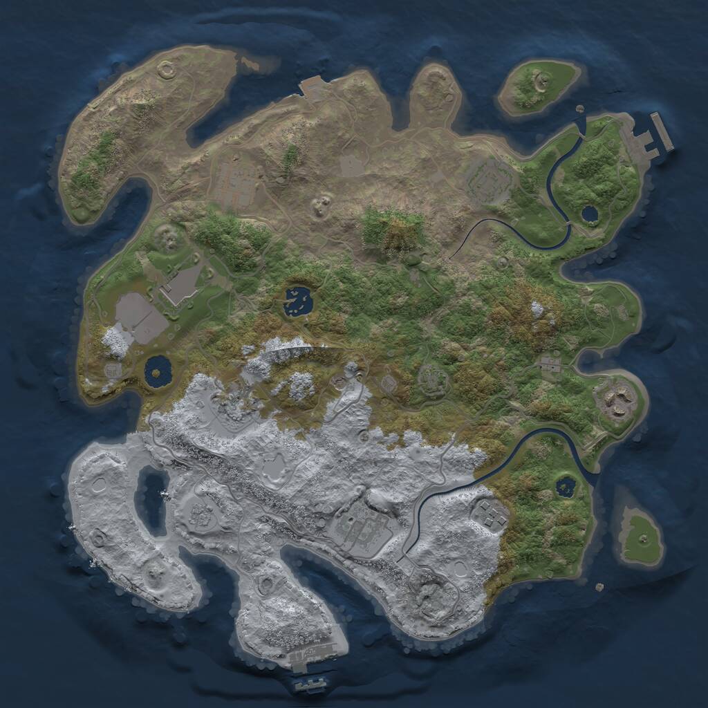 Rust Map: Procedural Map, Size: 3500, Seed: 270666941, 14 Monuments