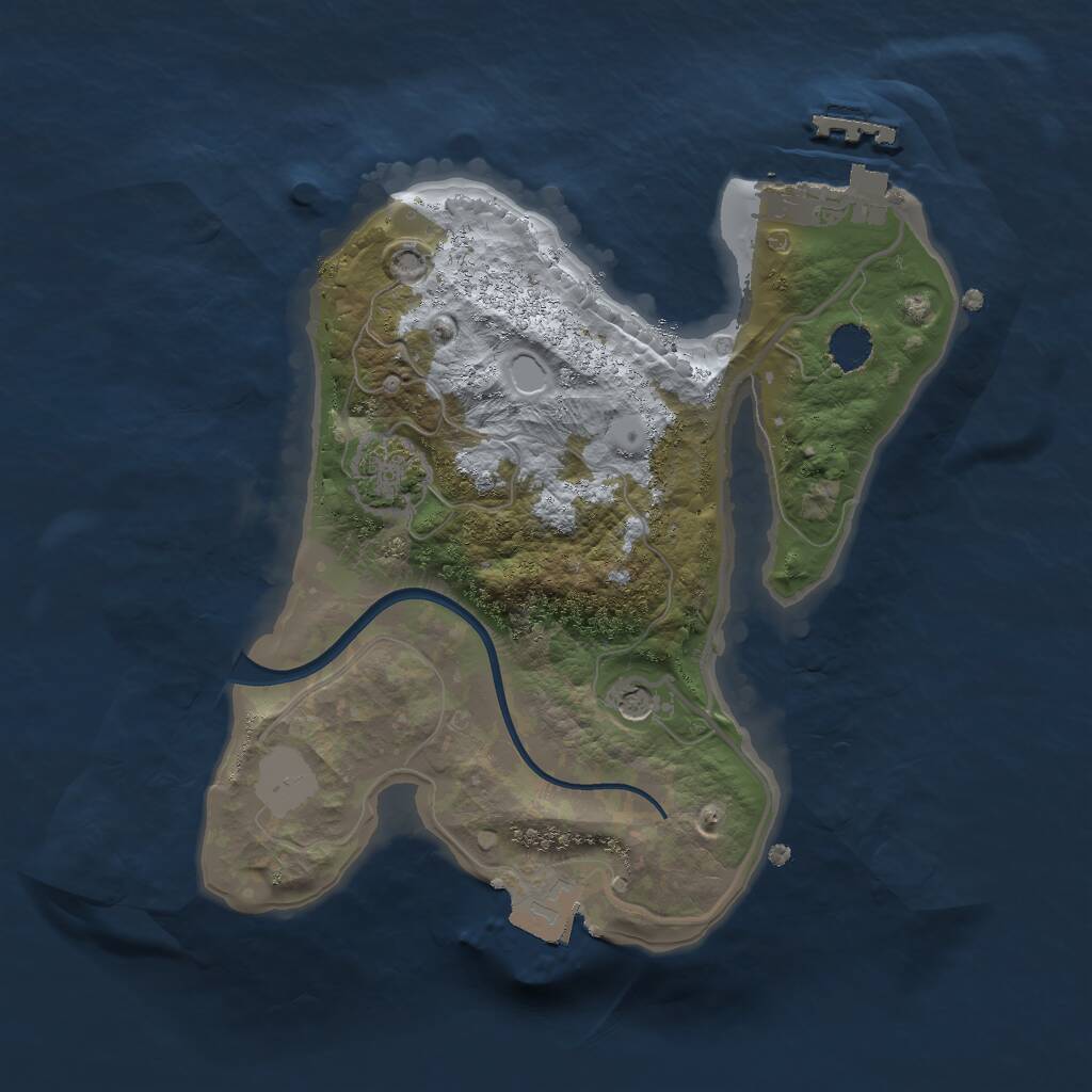 Rust Map: Procedural Map, Size: 2000, Seed: 2053199405, 4 Monuments