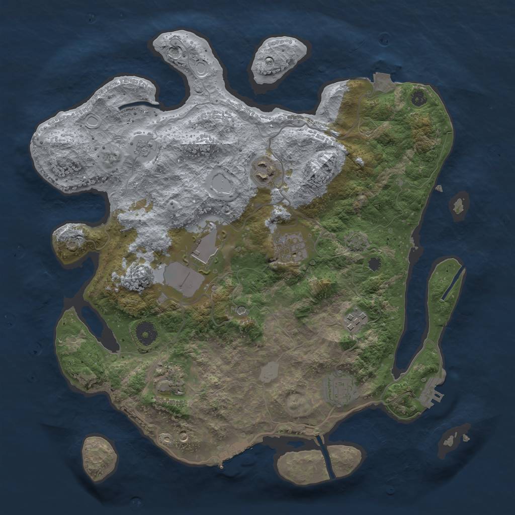 Rust Map: Procedural Map, Size: 3500, Seed: 476820379, 14 Monuments