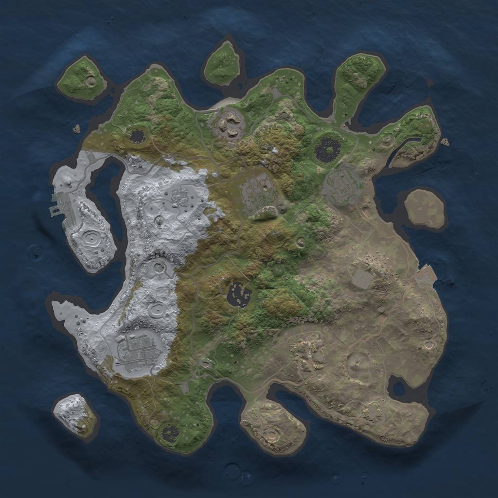 Rust Map: Procedural Map, Size: 3000, Seed: 1445453641, 13 Monuments