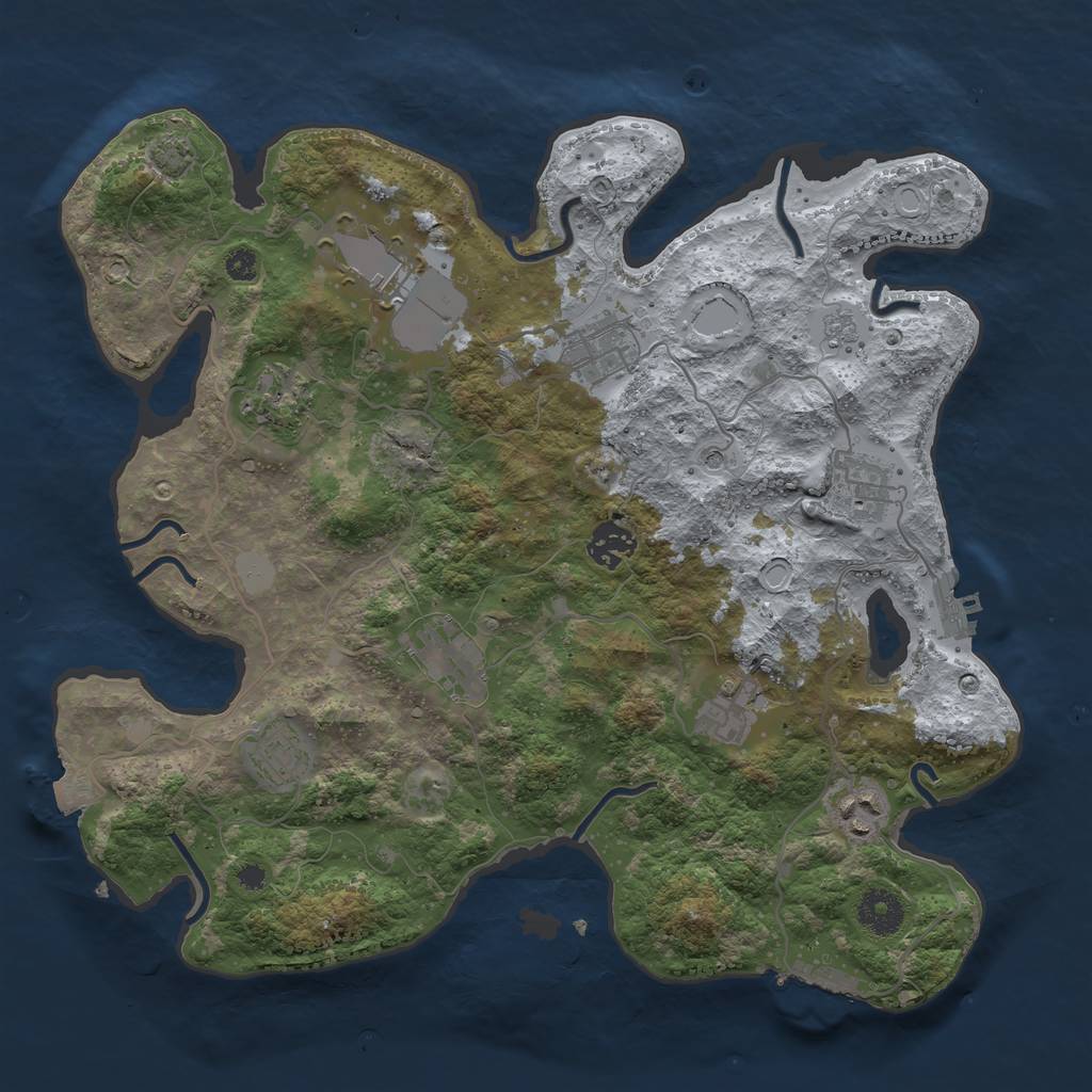 Rust Map: Procedural Map, Size: 3550, Seed: 96794109, 17 Monuments
