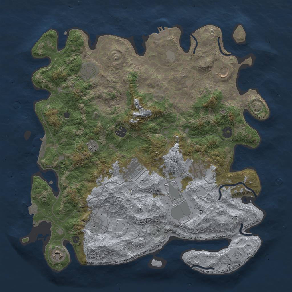 Rust Map: Procedural Map, Size: 4000, Seed: 530886535, 17 Monuments