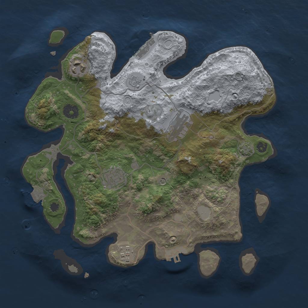 Rust Map: Procedural Map, Size: 3000, Seed: 557069722, 12 Monuments