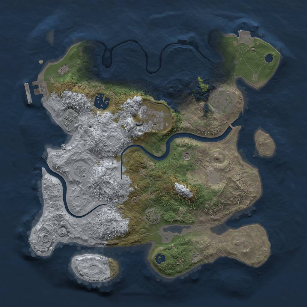 Rust Map: Procedural Map, Size: 3000, Seed: 242687832, 9 Monuments