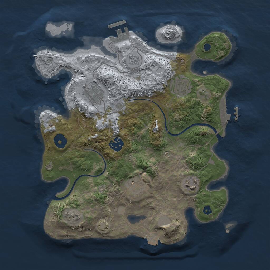 Rust Map: Procedural Map, Size: 3000, Seed: 1118398885, 10 Monuments