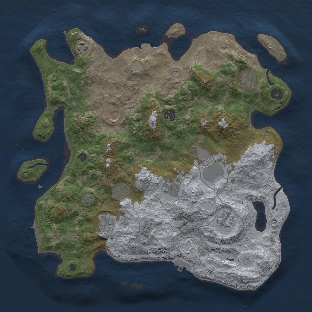 Rust Map: Procedural Map, Size: 4000, Seed: 68847304, 18 Monuments