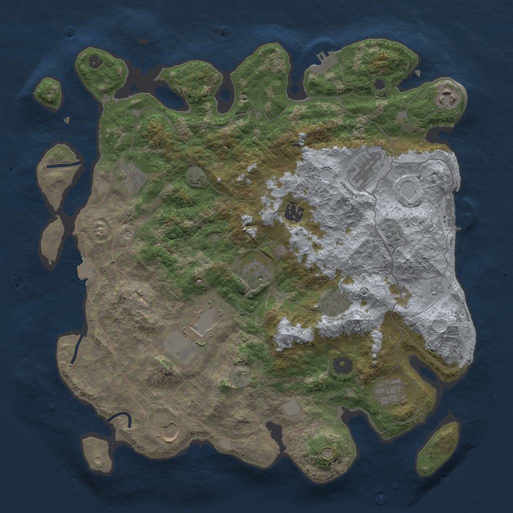 Rust Map: Procedural Map, Size: 4000, Seed: 85222826, 18 Monuments