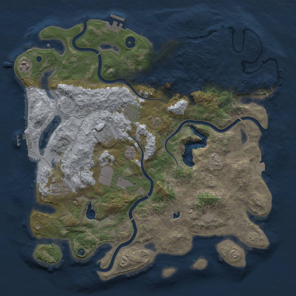 Rust Map: Procedural Map, Size: 4100, Seed: 91100463, 11 Monuments
