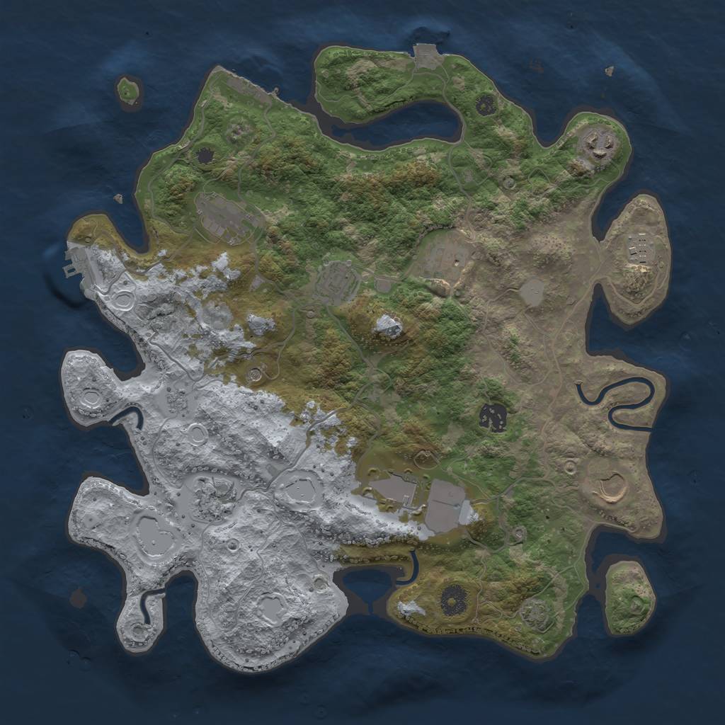 Rust Map: Procedural Map, Size: 3700, Seed: 44450595, 17 Monuments