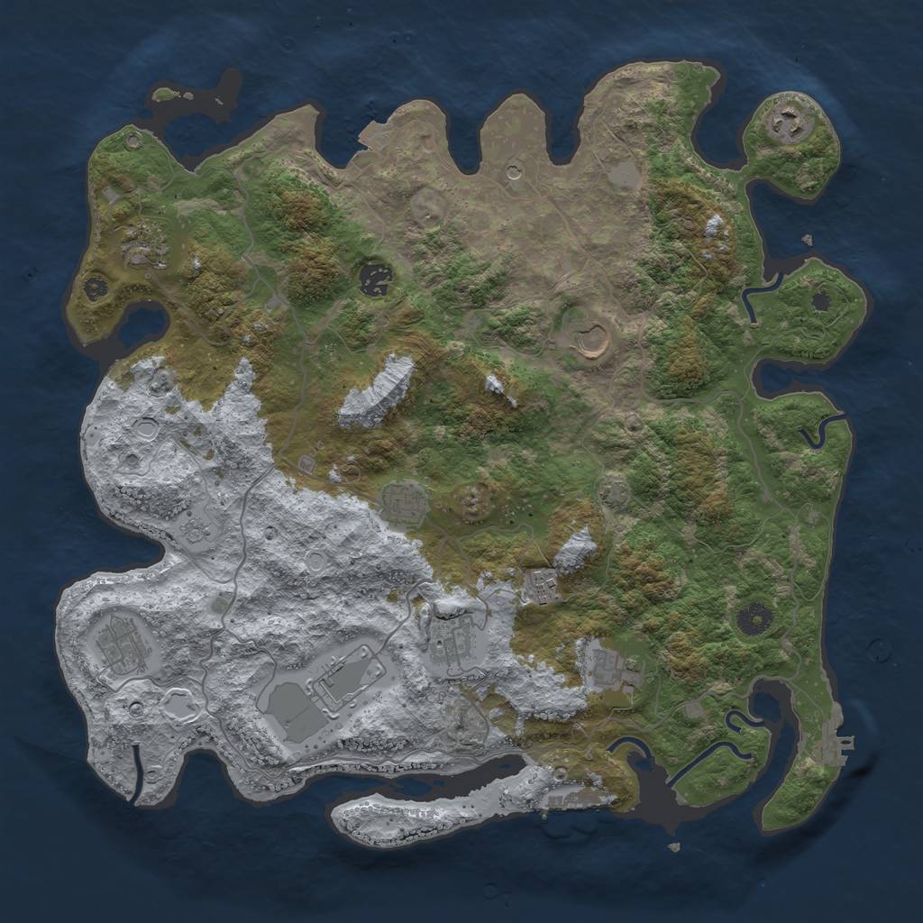 Rust Map: Procedural Map, Size: 4100, Seed: 35396549, 18 Monuments