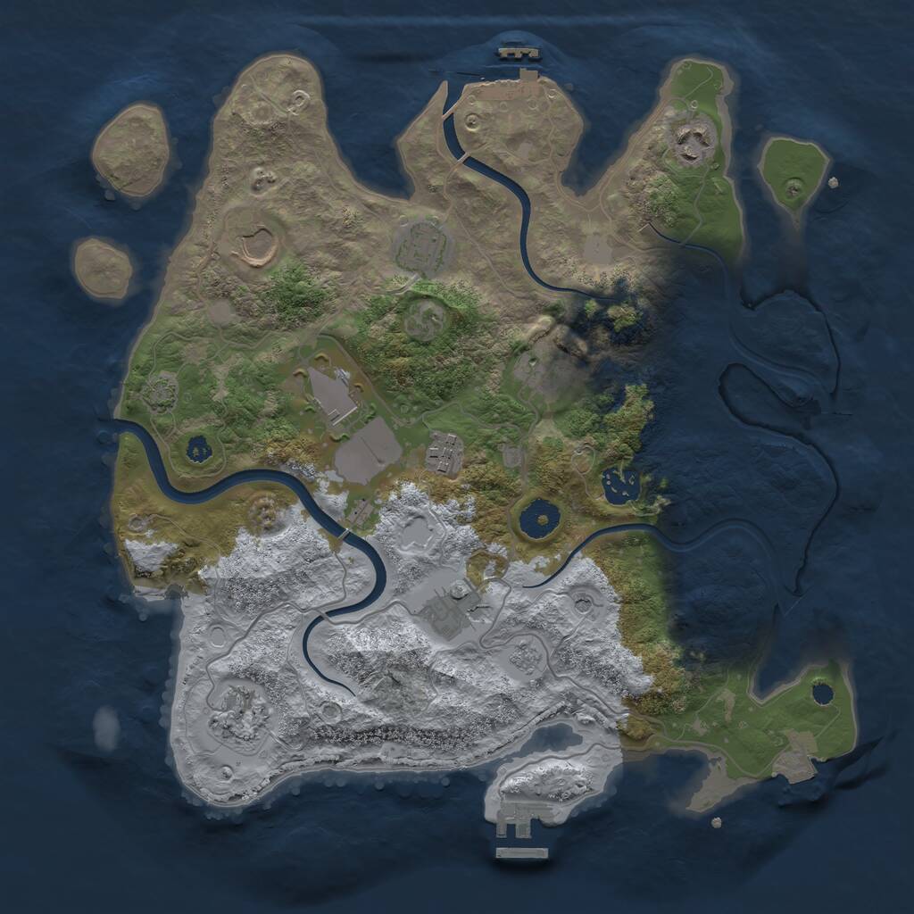 Rust Map: Procedural Map, Size: 3550, Seed: 34914358, 15 Monuments