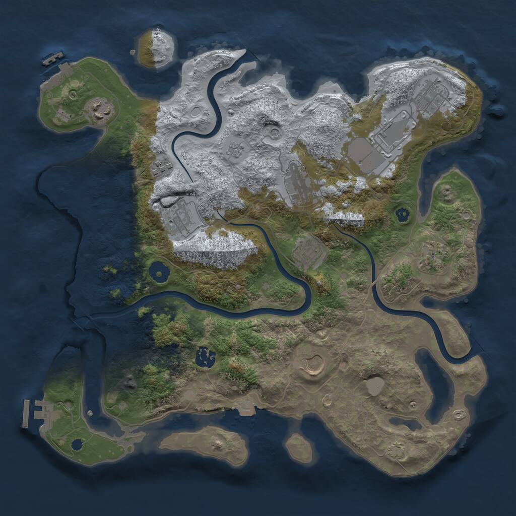 Rust Map: Procedural Map, Size: 3700, Seed: 57143067, 16 Monuments