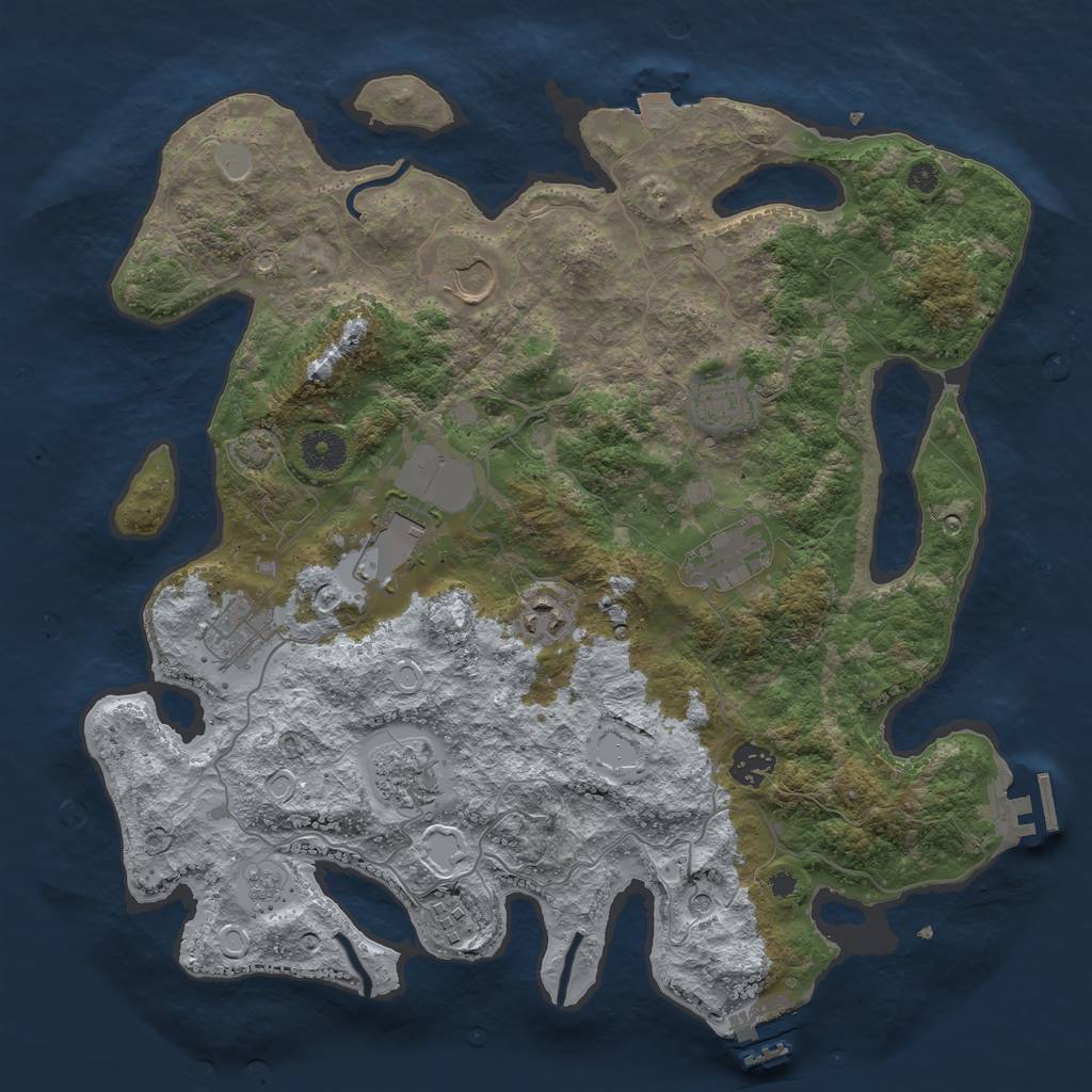 Rust Map: Procedural Map, Size: 3750, Seed: 68881841, 17 Monuments